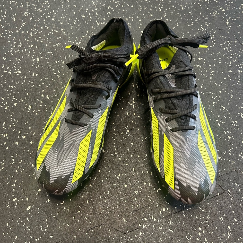 Adidas Men's Black and Neon Yellow Athletic Shoes